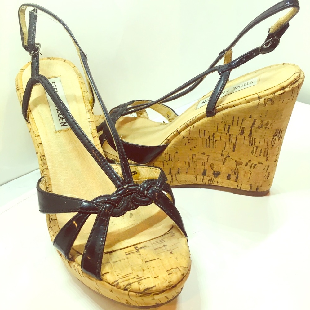 Steve Madden Black Strap Sandals, Size 8